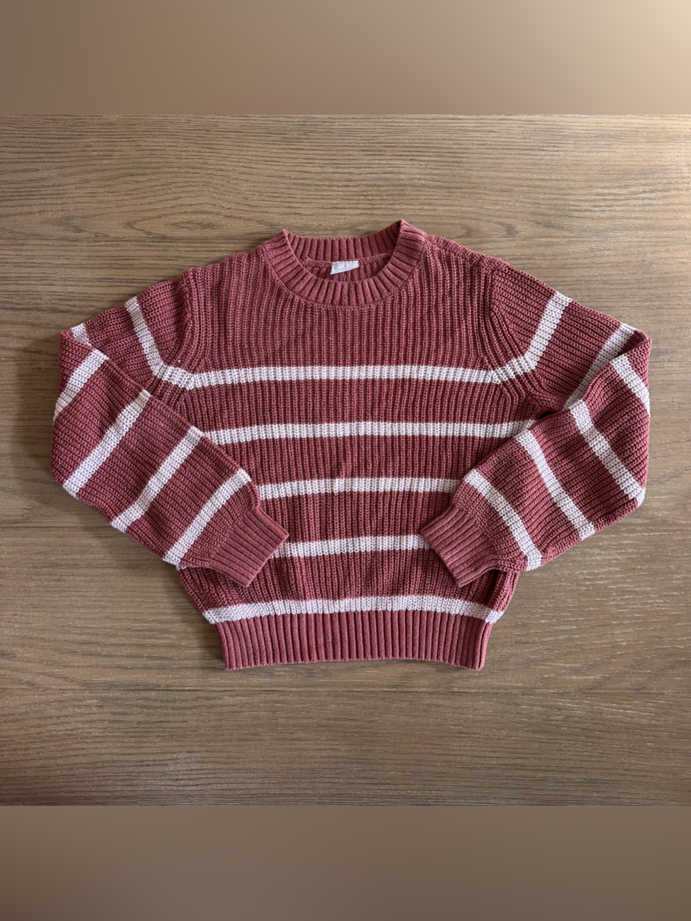 Abercrombie Kids Striped Knit Sweater Rust Pink Cream Size 11/12